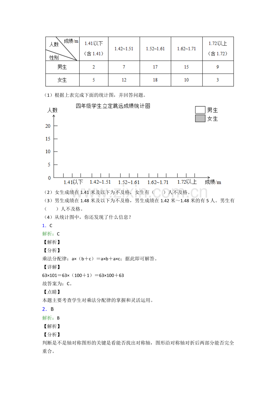 2022年人教版小学四4年级下册数学期末试题(附答案)完整.doc_第3页