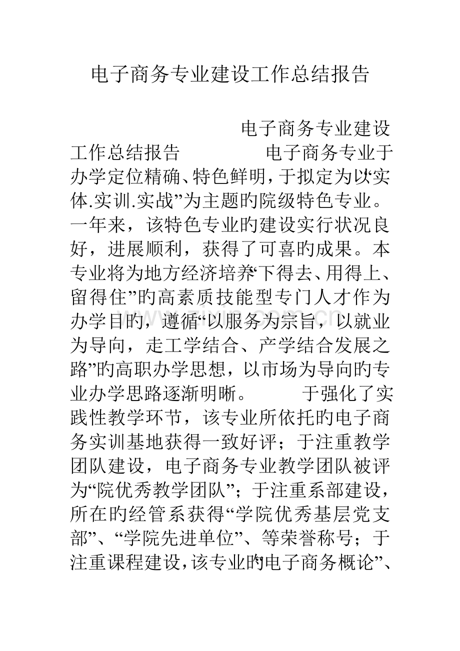 电子商务专业建设工作总结报告.doc_第1页