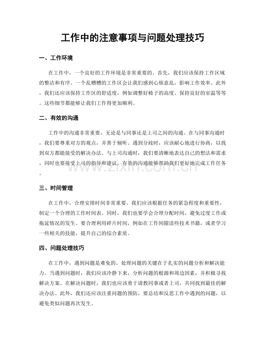 工作中的注意事项与问题处理技巧.docx_第1页