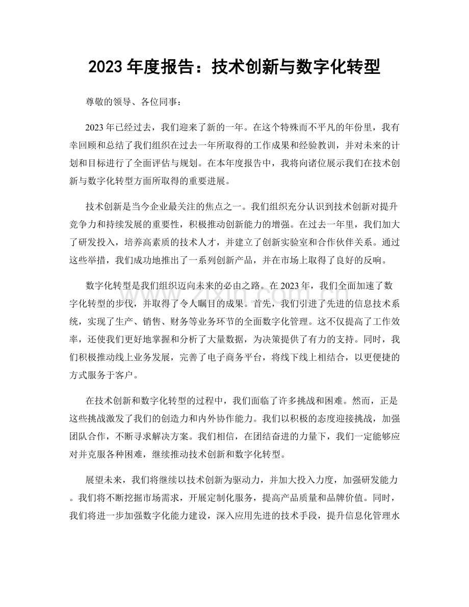 2023年度报告：技术创新与数字化转型.docx_第1页