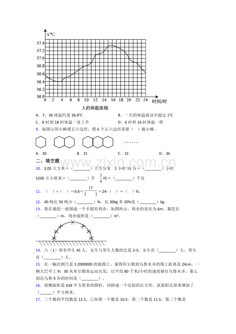 上海民办茸一中学小升初数学期末试卷测试与练习（word解析版）.doc_第2页