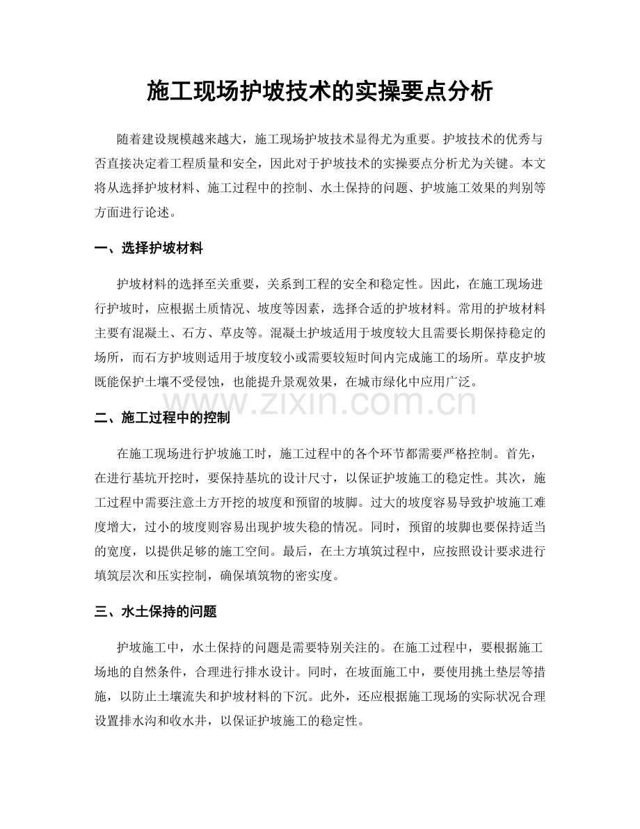 施工现场护坡技术的实操要点分析.docx_第1页