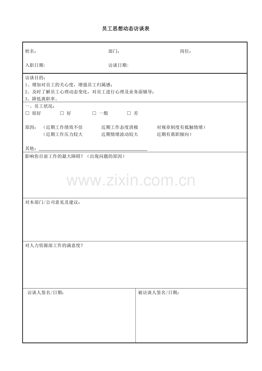 员工思想动态访谈表.doc_第1页