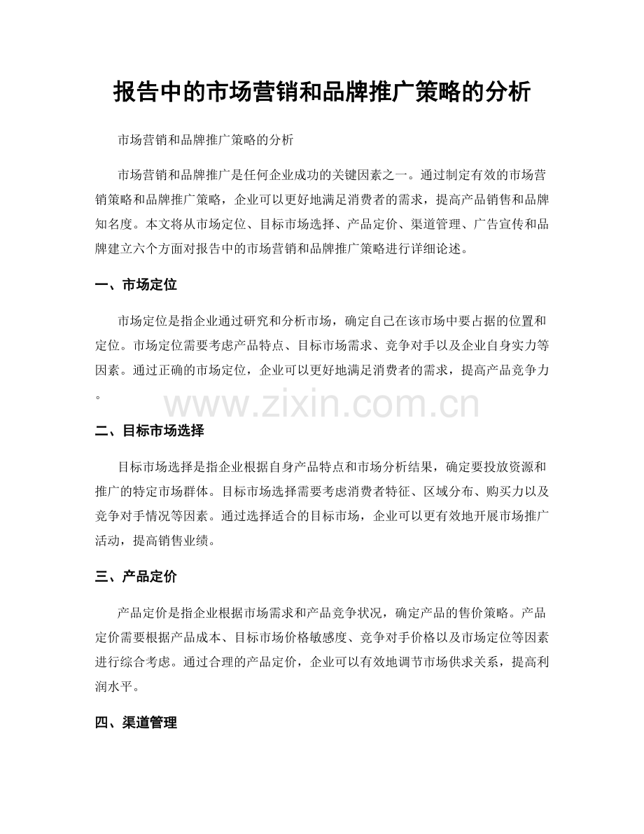 报告中的市场营销和品牌推广策略的分析.docx_第1页