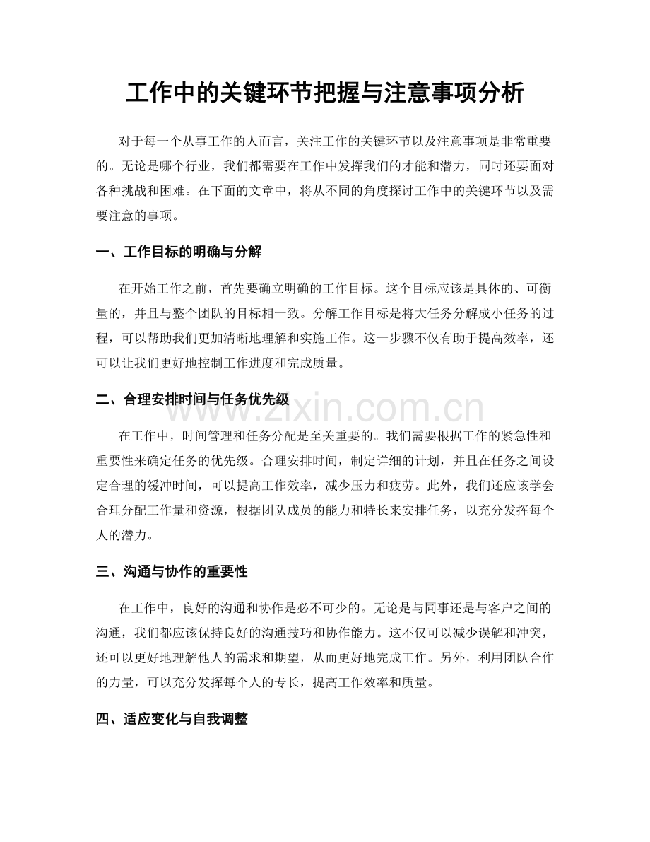 工作中的关键环节把握与注意事项分析.docx_第1页