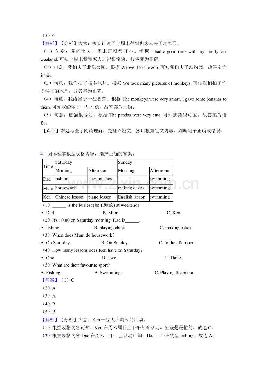 【英语】小学五年级下册英语阅读理解练习题及答案解析.doc_第3页