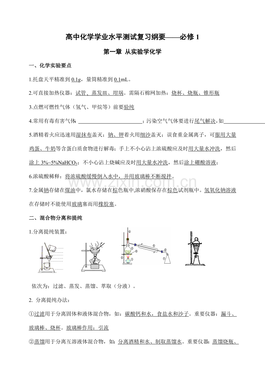 2021年高中化学学业水平测试常考必背知识点.doc_第1页