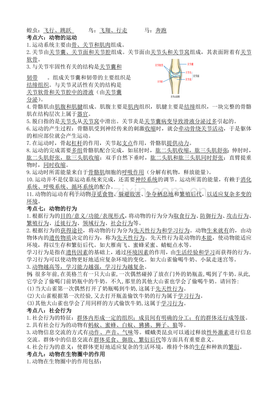 人教版生物八年级上册知识背诵资料--.doc_第3页