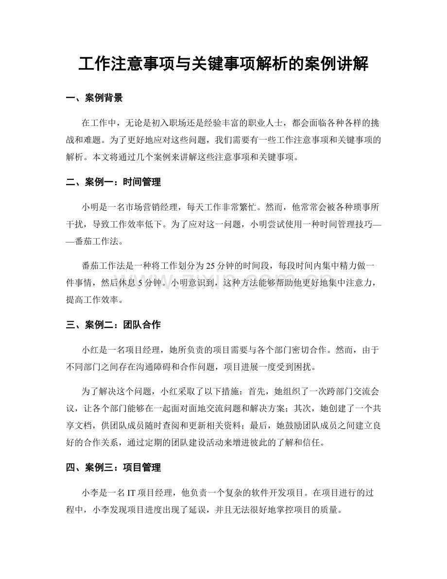 工作注意事项与关键事项解析的案例讲解.docx_第1页