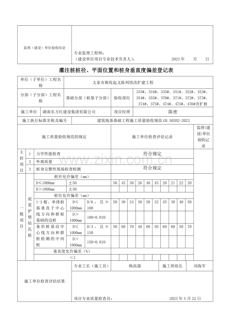 灌注桩桩径平面位置和桩身垂直度偏差记录表.doc_第3页