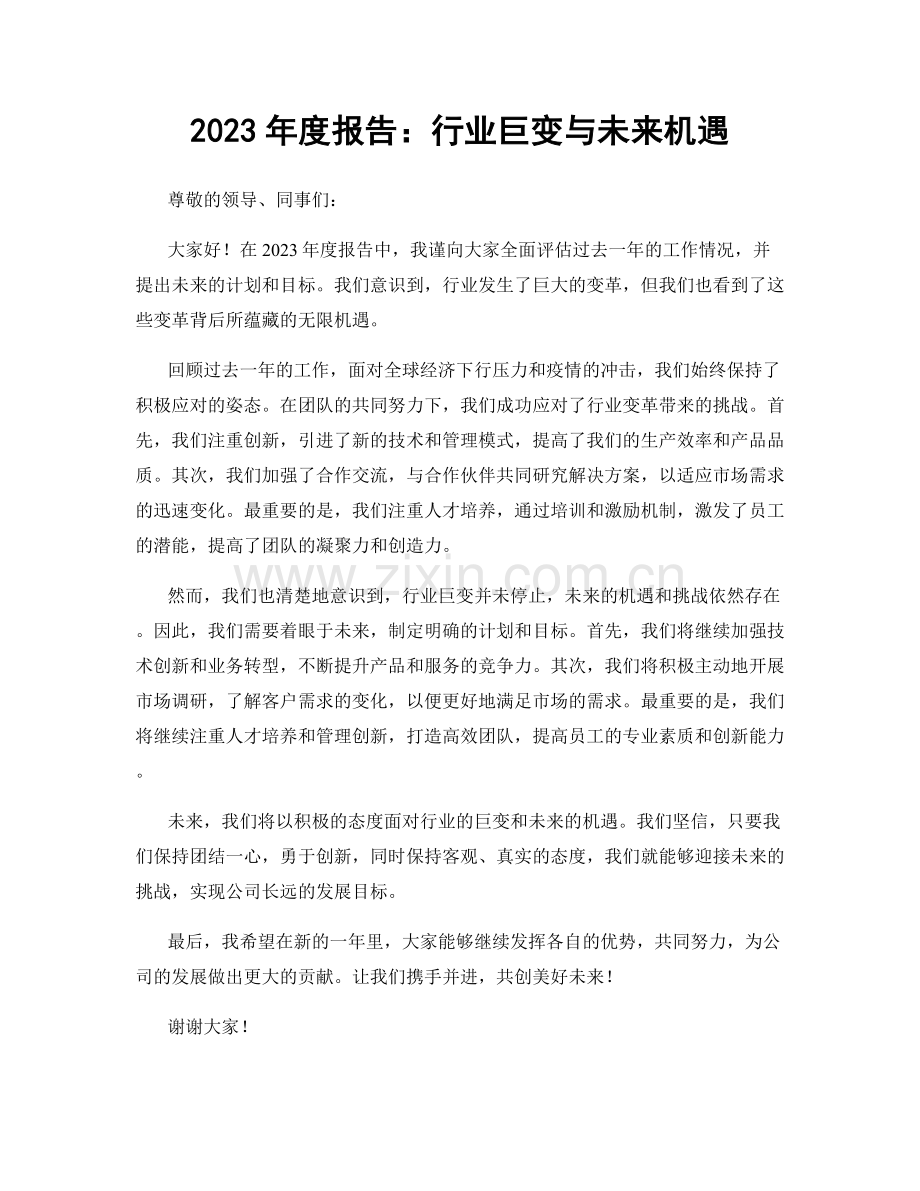 2023年度报告：行业巨变与未来机遇.docx_第1页