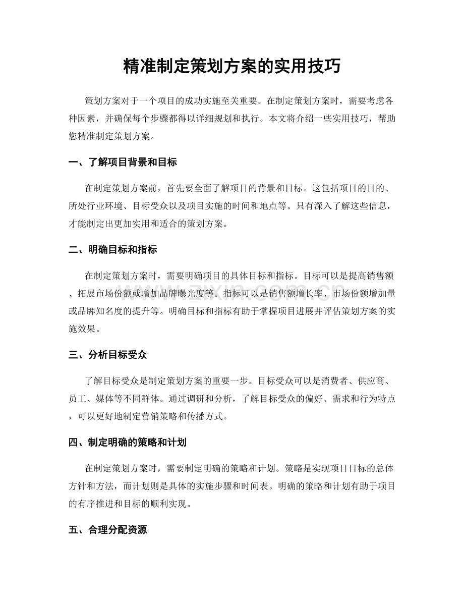 精准制定策划方案的实用技巧.docx_第1页