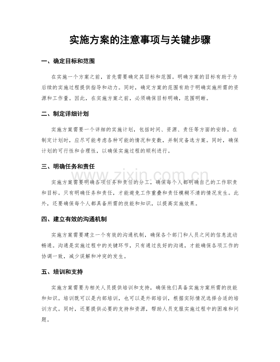 实施方案的注意事项与关键步骤.docx_第1页