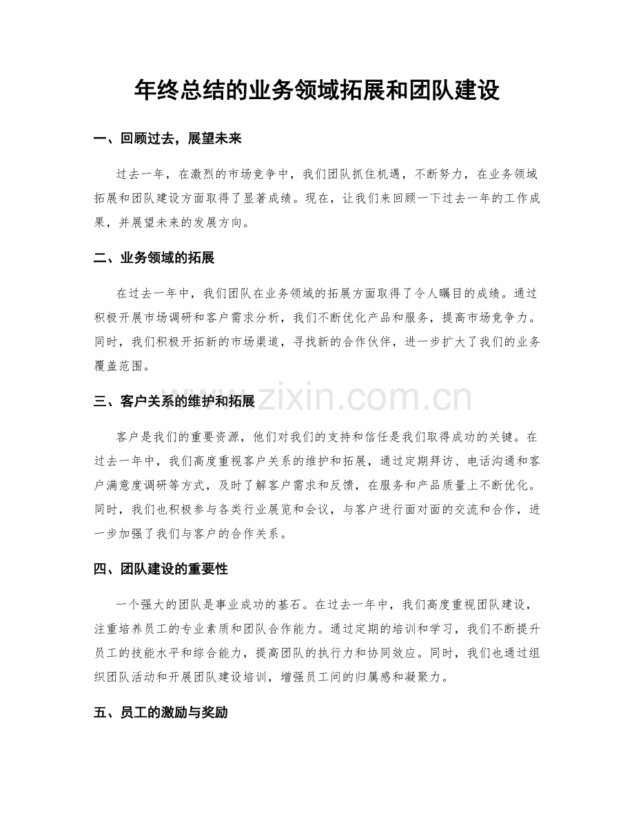 年终总结的业务领域拓展和团队建设.docx_第1页