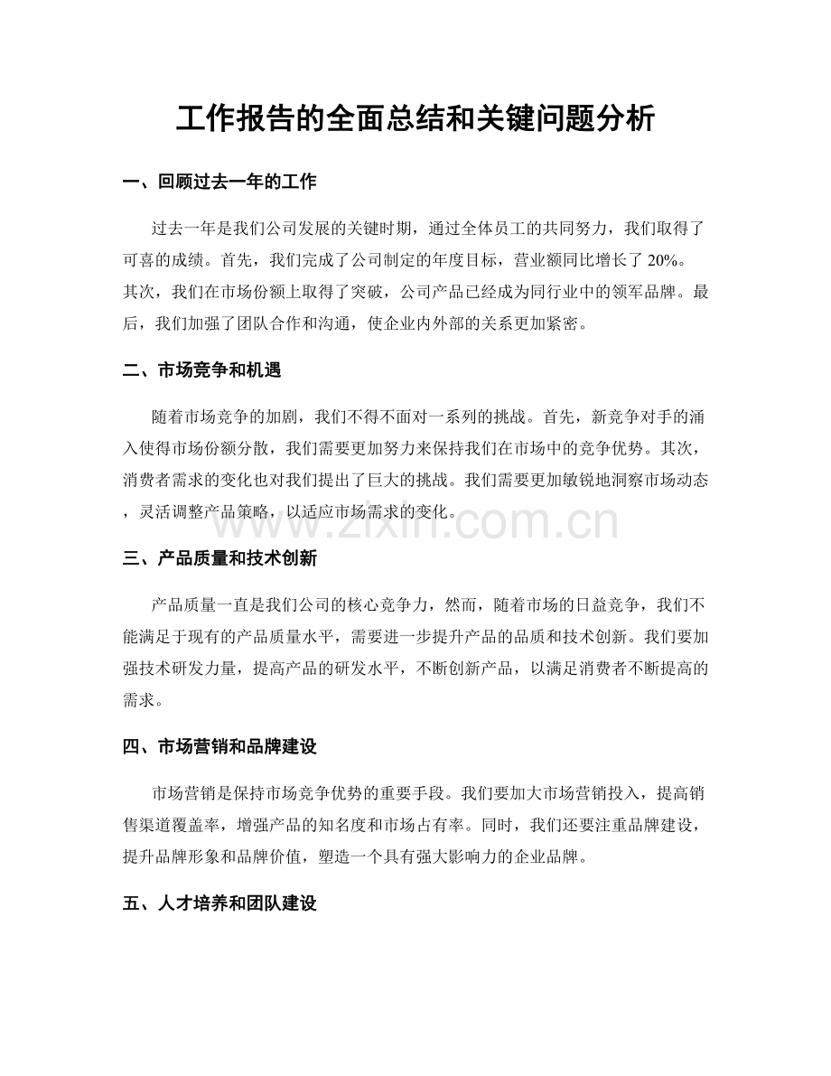 工作报告的全面总结和关键问题分析.docx_第1页