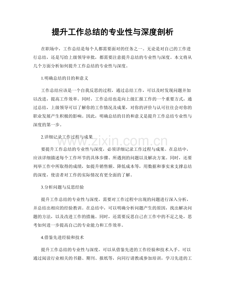 提升工作总结的专业性与深度剖析.docx_第1页