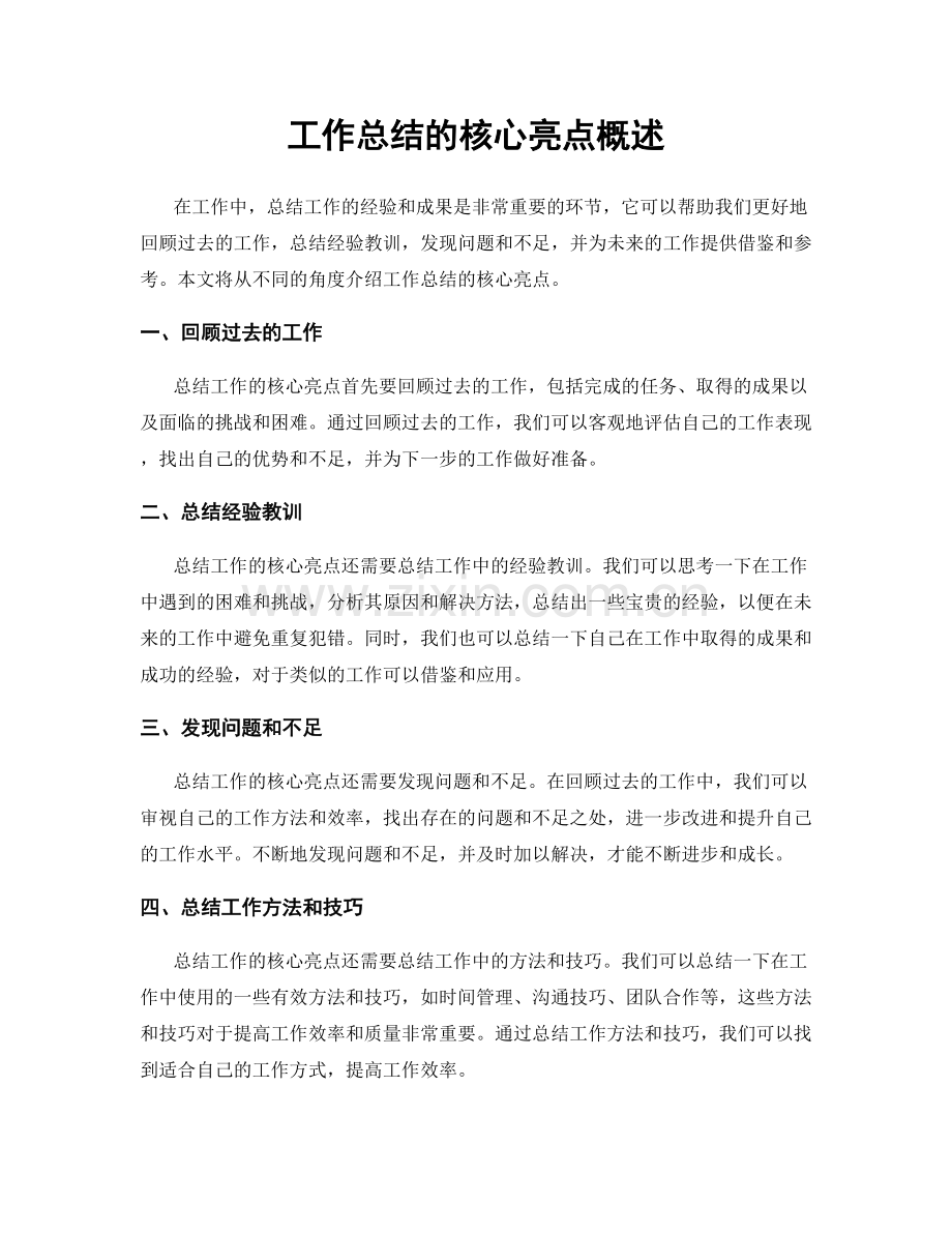 工作总结的核心亮点概述.docx_第1页