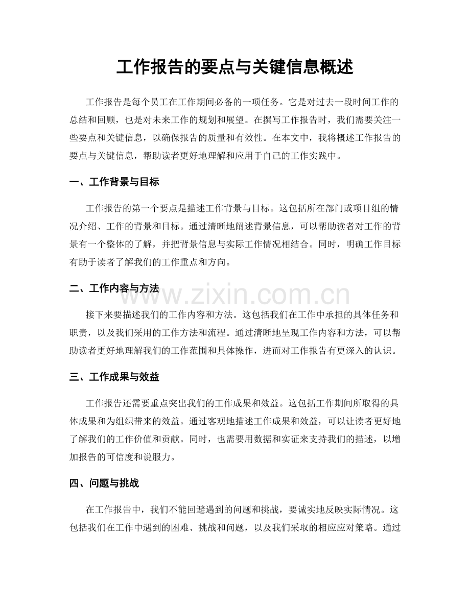 工作报告的要点与关键信息概述.docx_第1页