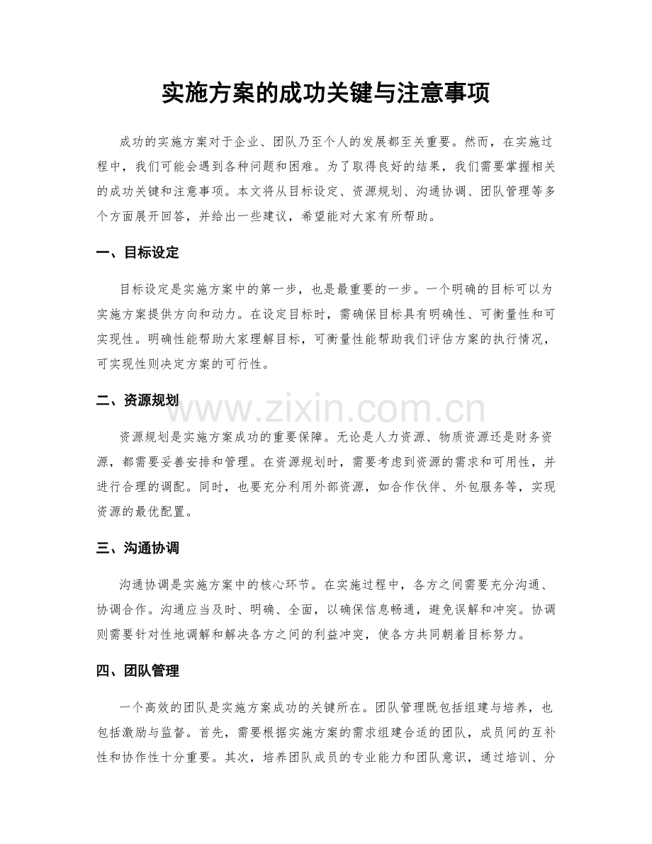 实施方案的成功关键与注意事项.docx_第1页