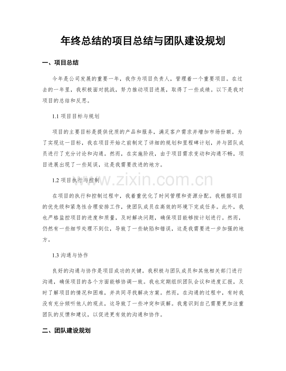 年终总结的项目总结与团队建设规划.docx_第1页