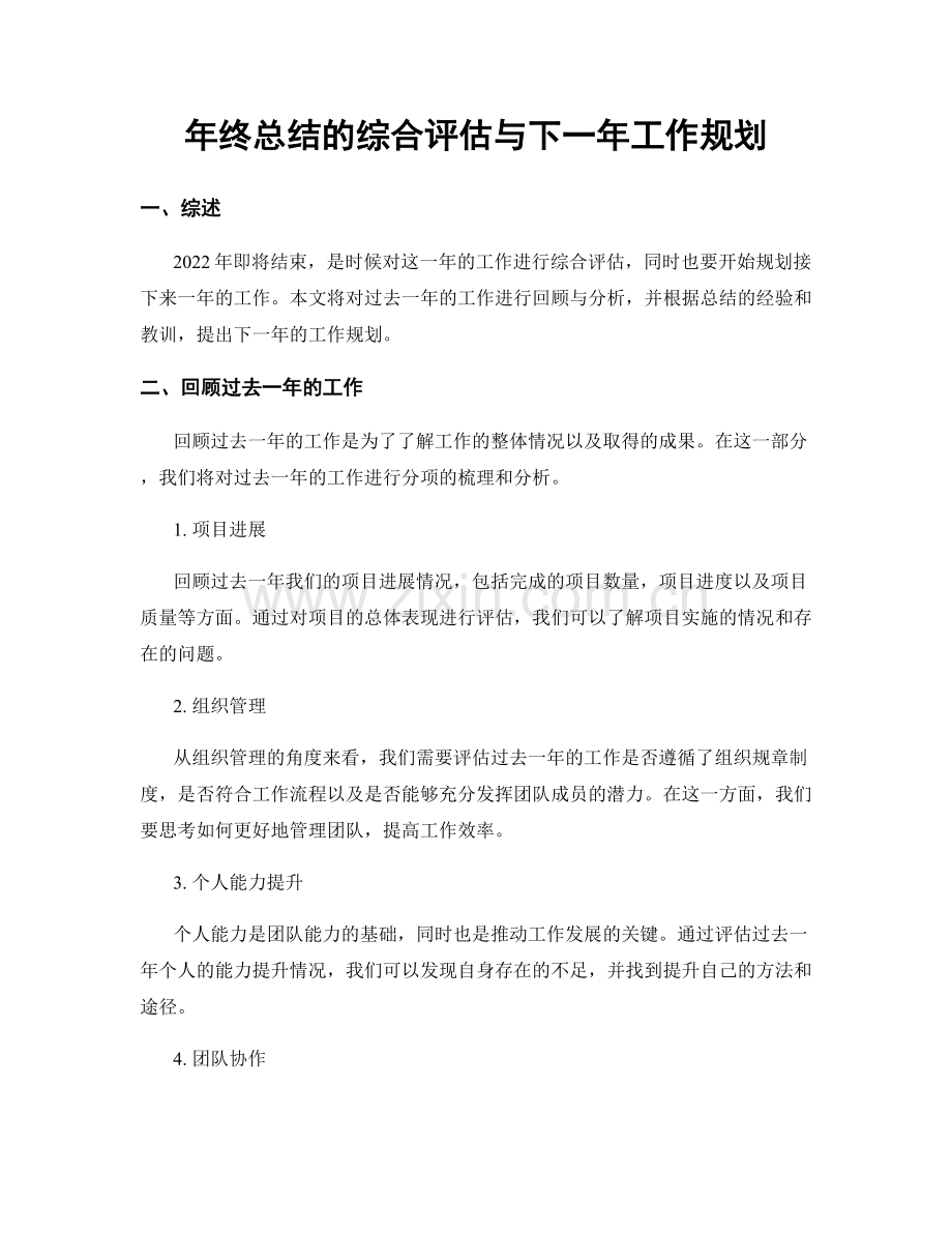 年终总结的综合评估与下一年工作规划.docx_第1页