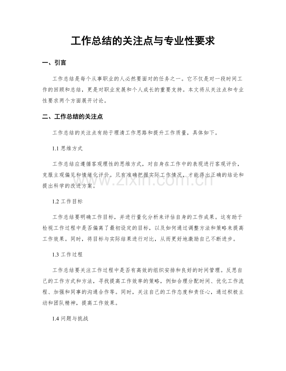 工作总结的关注点与专业性要求.docx_第1页