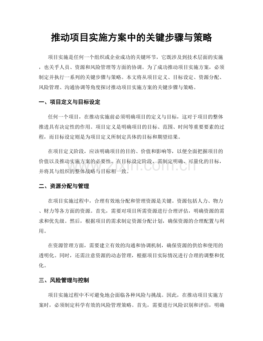 推动项目实施方案中的关键步骤与策略.docx_第1页