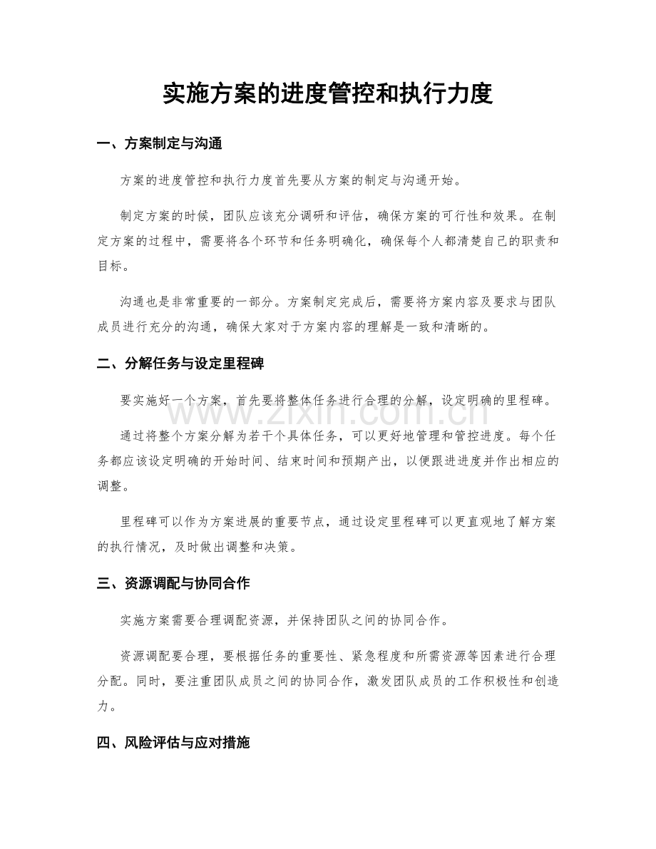 实施方案的进度管控和执行力度.docx_第1页