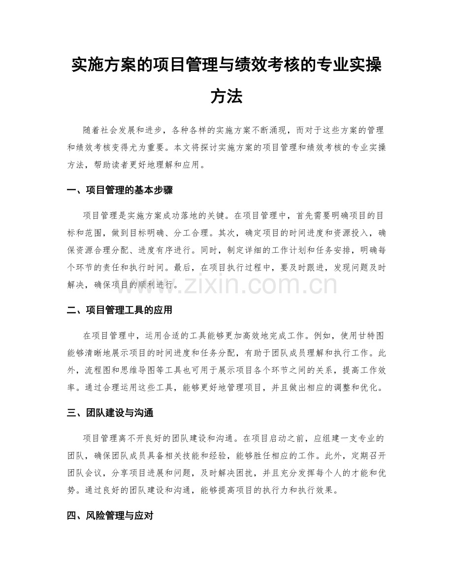 实施方案的项目管理与绩效考核的专业实操方法.docx_第1页