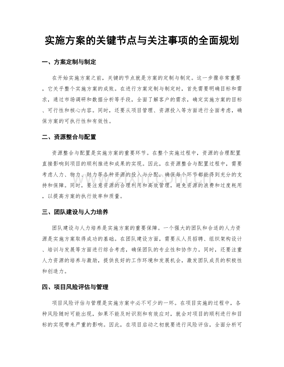 实施方案的关键节点与关注事项的全面规划.docx_第1页