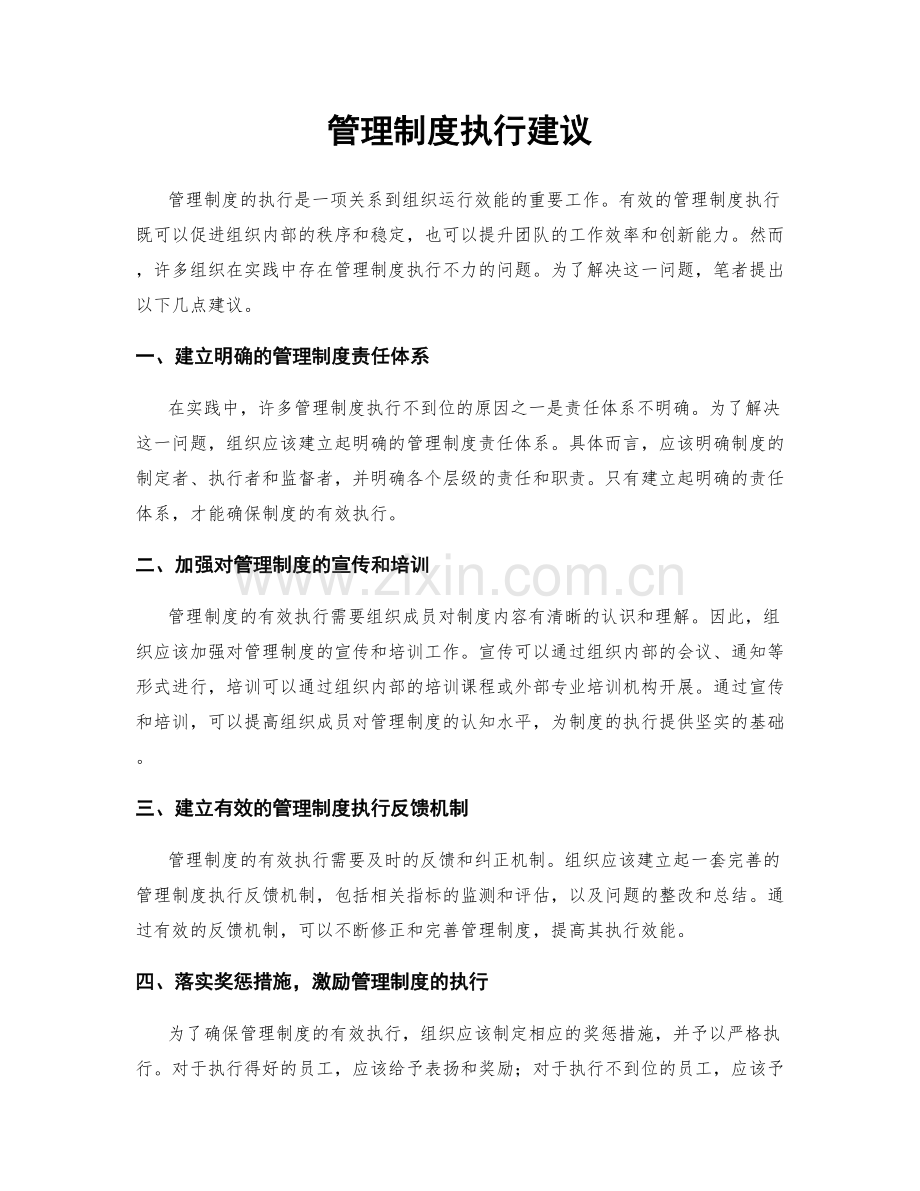 管理制度执行建议.docx_第1页