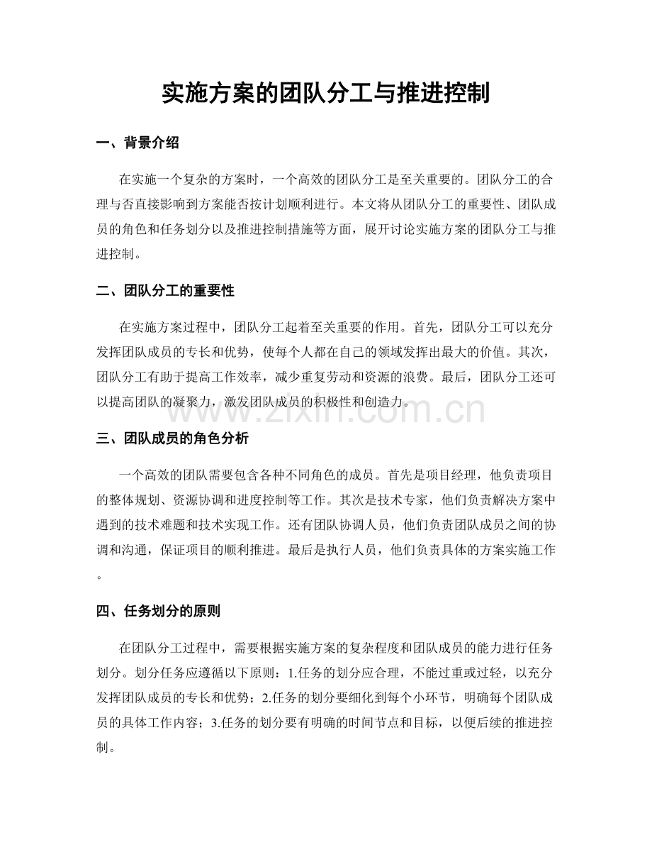 实施方案的团队分工与推进控制.docx_第1页