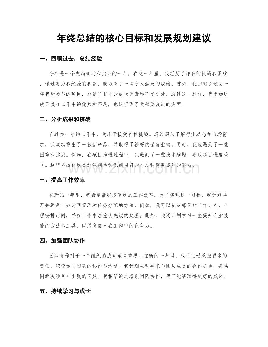 年终总结的核心目标和发展规划建议.docx_第1页