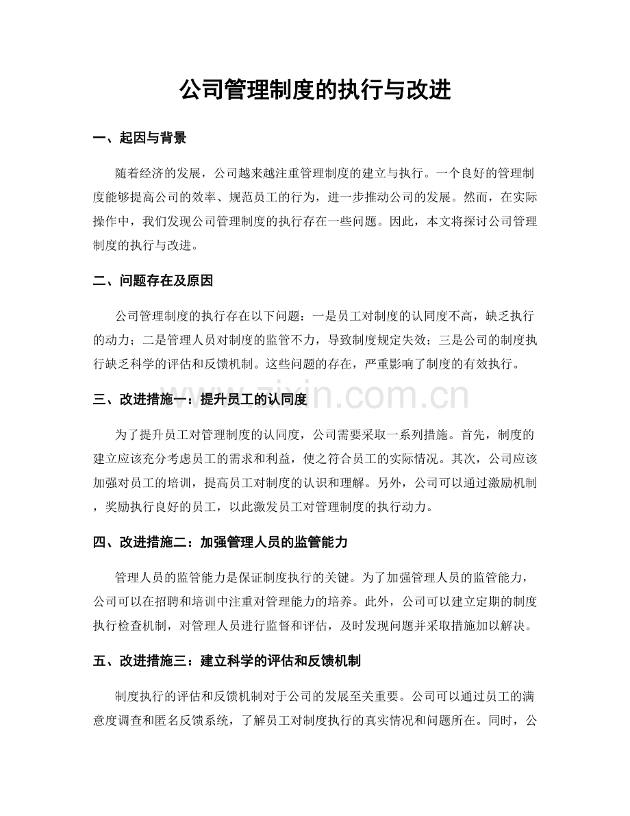 公司管理制度的执行与改进.docx_第1页