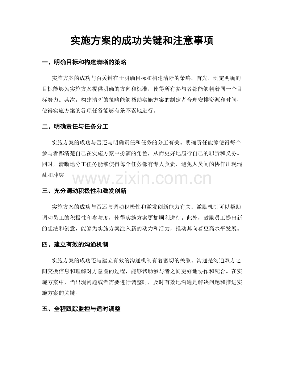 实施方案的成功关键和注意事项.docx_第1页