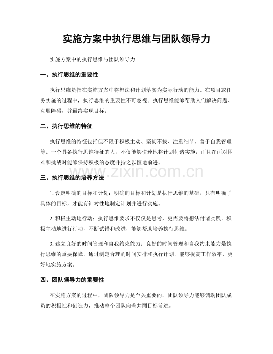 实施方案中执行思维与团队领导力.docx_第1页