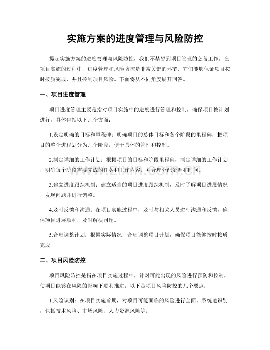 实施方案的进度管理与风险防控.docx_第1页