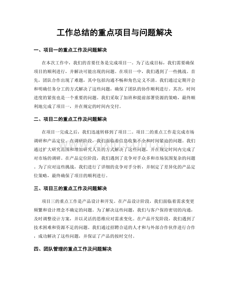 工作总结的重点项目与问题解决.docx_第1页