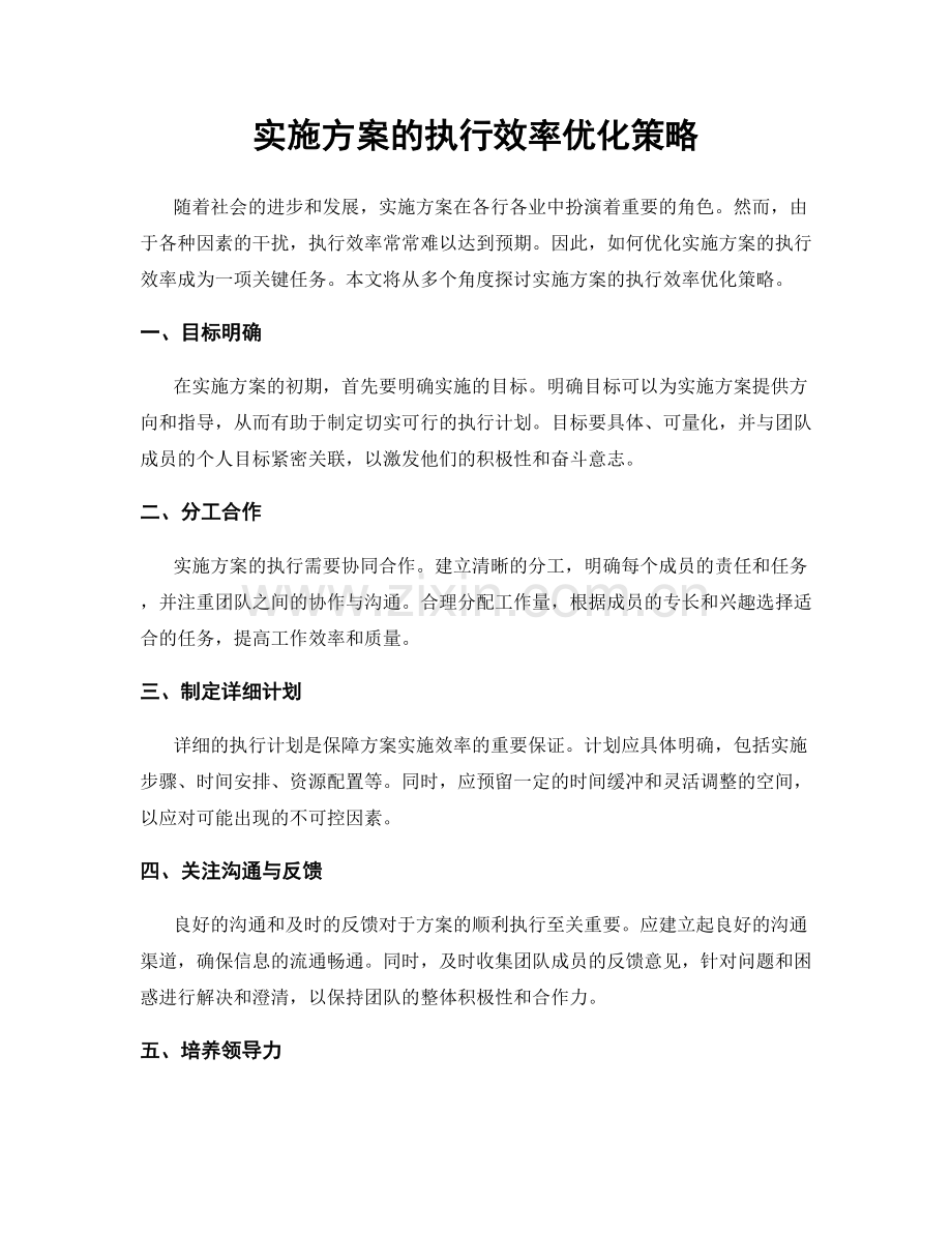 实施方案的执行效率优化策略.docx_第1页