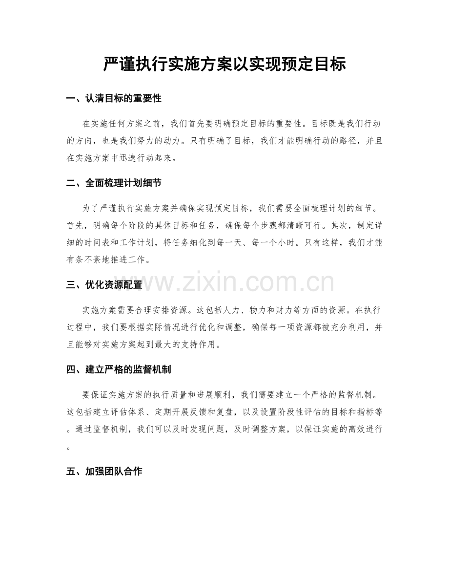 严谨执行实施方案以实现预定目标.docx_第1页