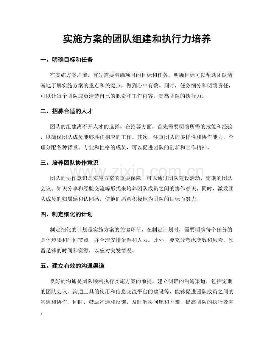 实施方案的团队组建和执行力培养.docx_第1页