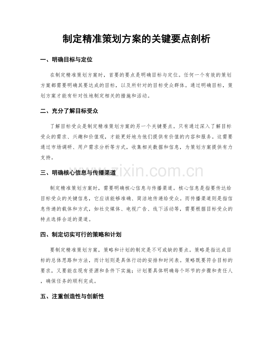 制定精准策划方案的关键要点剖析.docx_第1页