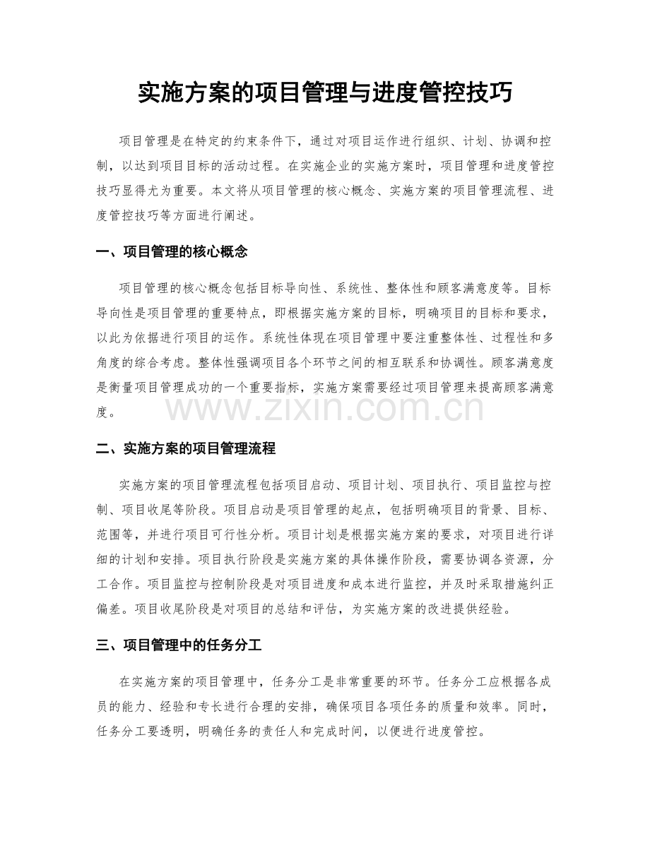 实施方案的项目管理与进度管控技巧.docx_第1页