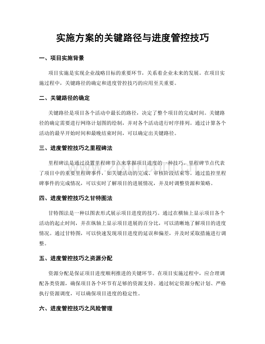 实施方案的关键路径与进度管控技巧.docx_第1页