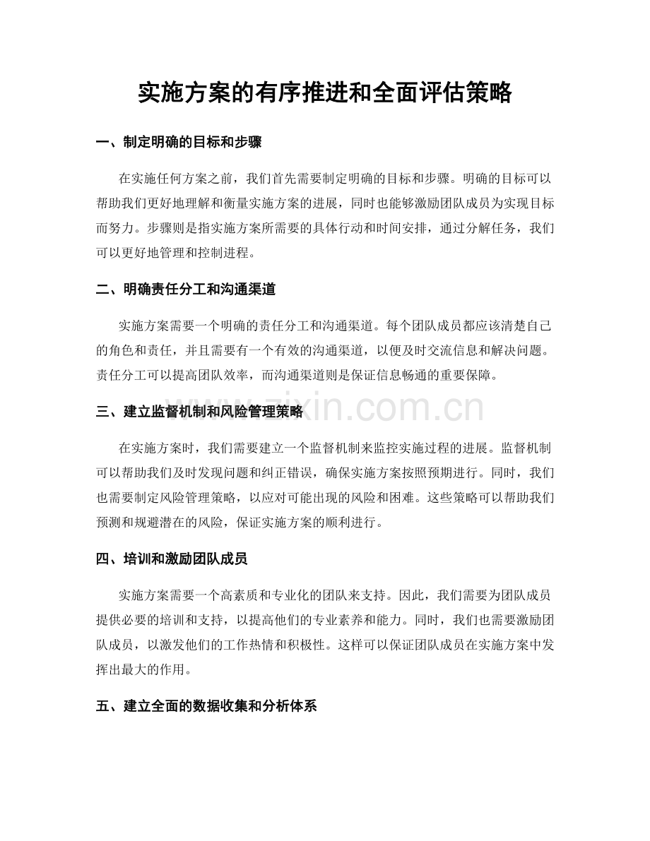 实施方案的有序推进和全面评估策略.docx_第1页