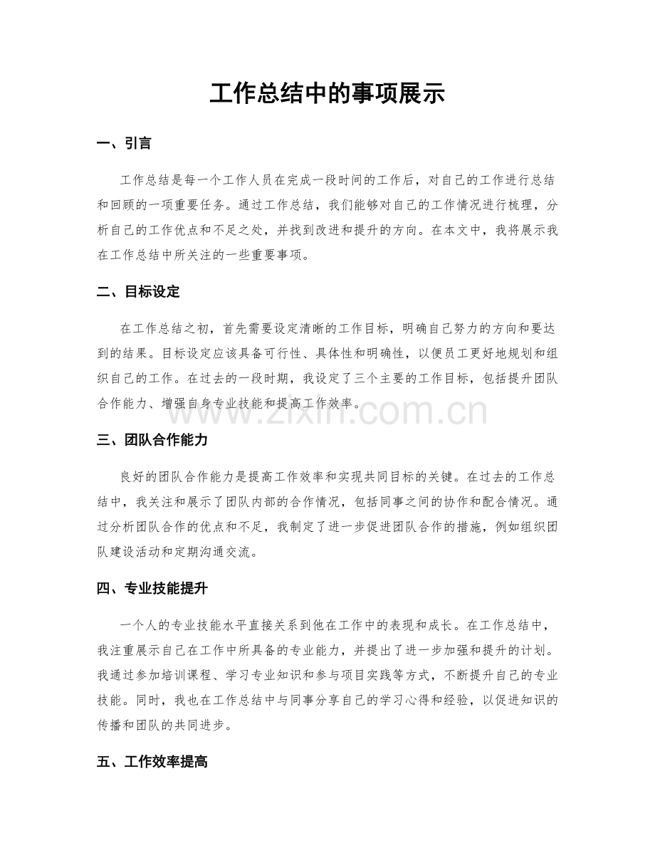 工作总结中的事项展示.docx_第1页