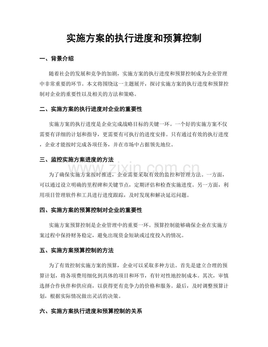 实施方案的执行进度和预算控制.docx_第1页