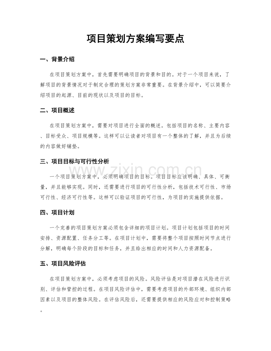 项目策划方案编写要点.docx_第1页