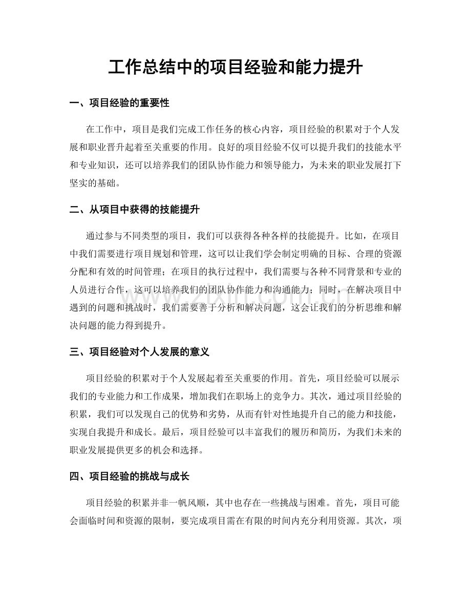 工作总结中的项目经验和能力提升.docx_第1页