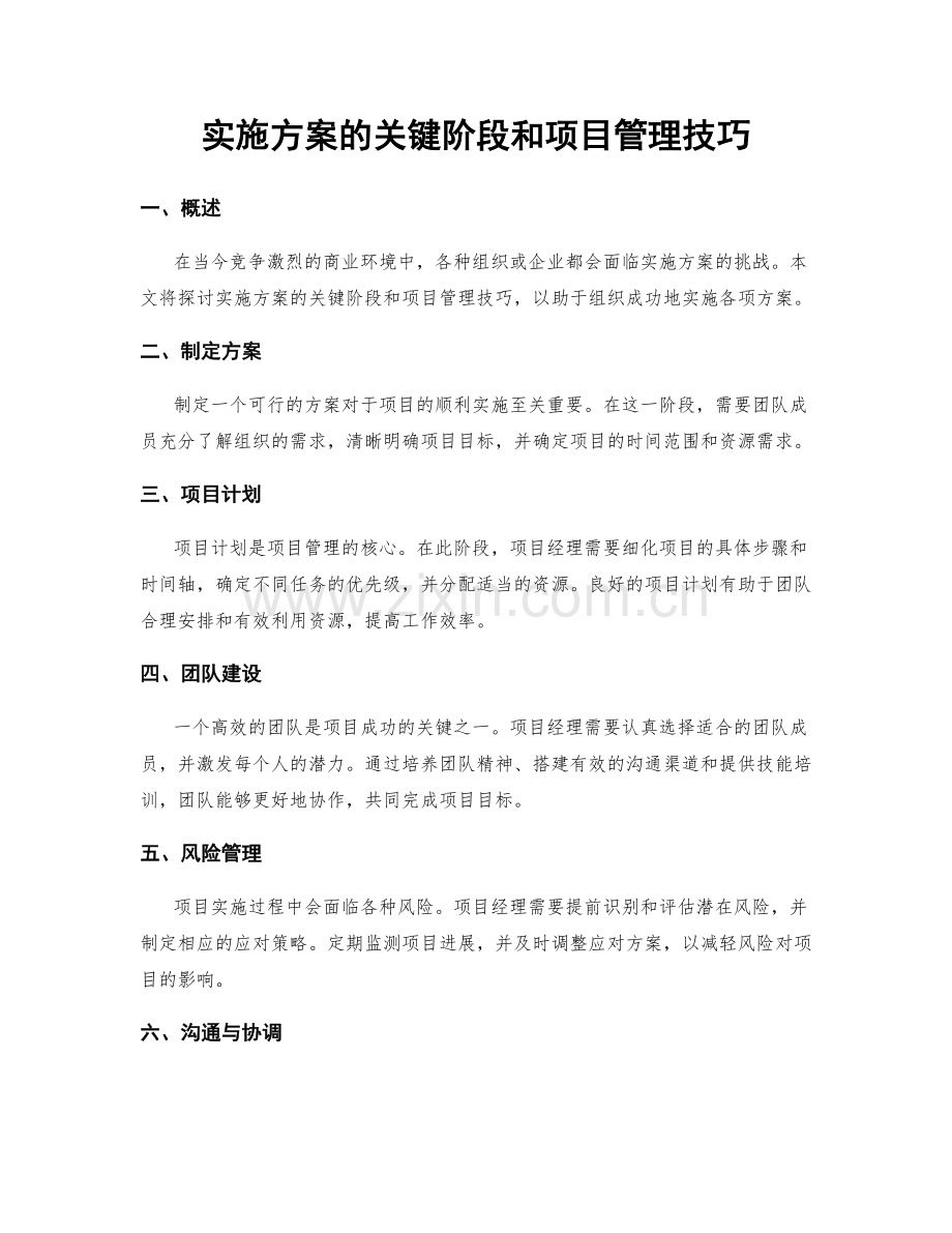 实施方案的关键阶段和项目管理技巧.docx_第1页